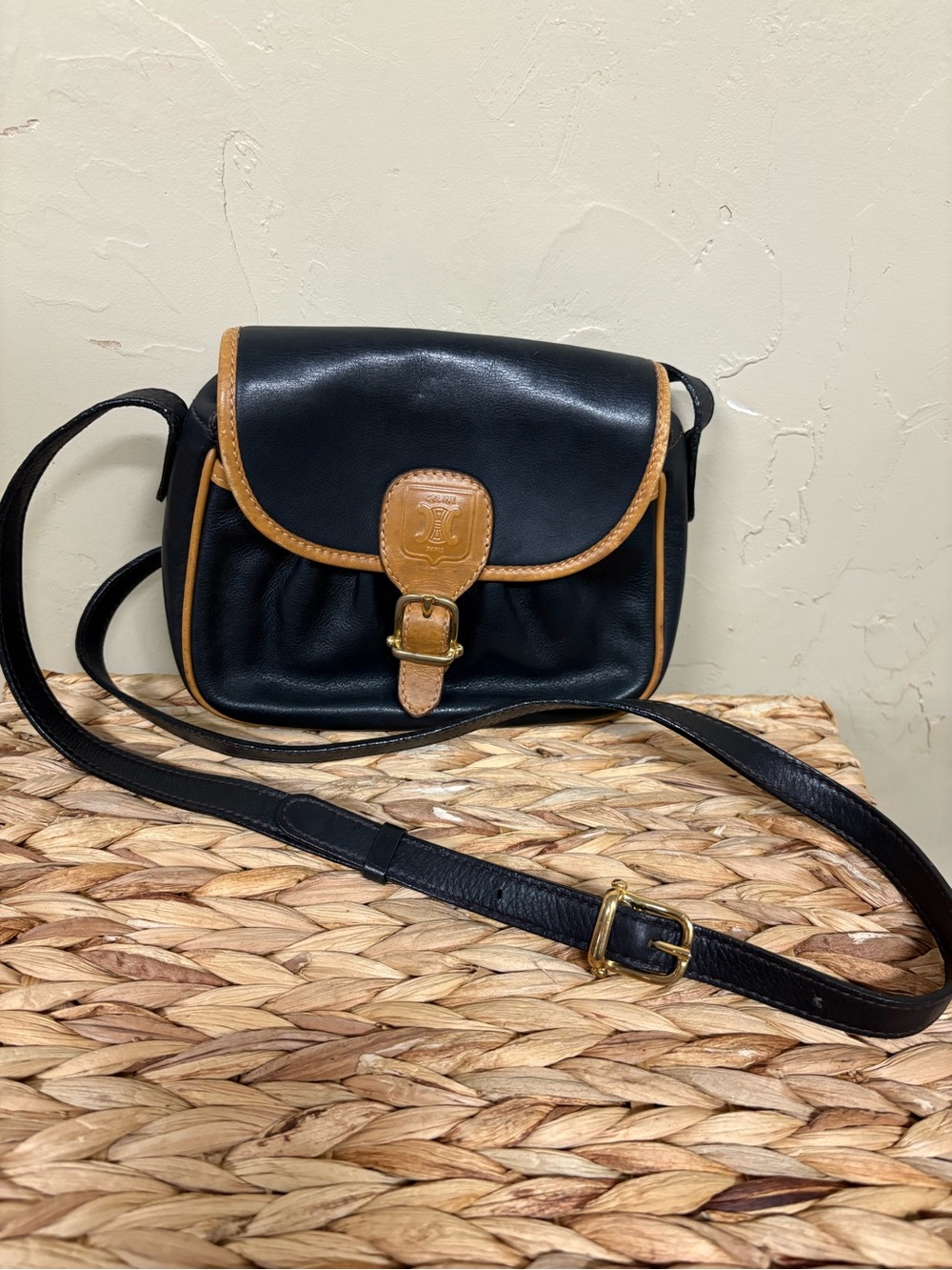 Black and Tan Leather Crossbody Bag